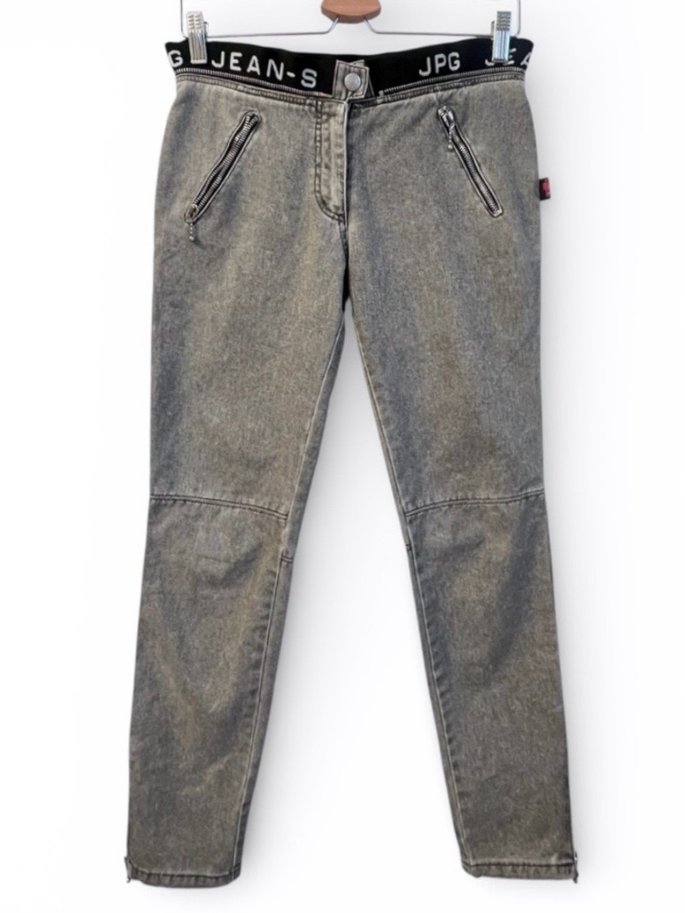 RARE JPG Jeans Vintage 90s Grey Mid Rise Moto Stretch Skinny Jeans Zipper 0